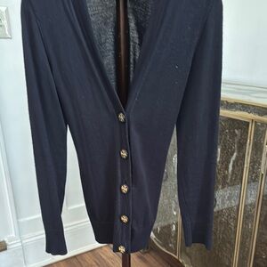 Tory Burch Gold and Blue Cardigan Sweater